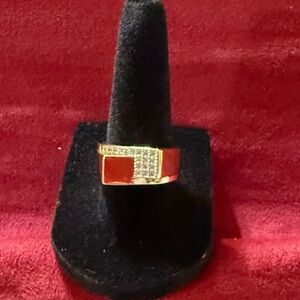 Elegant Gold and Silver Rhinestone Women's Ring/Adjustable